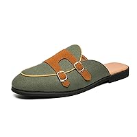 Men's Comfortable Leather Slippers Slip On Casual Walking Slippers