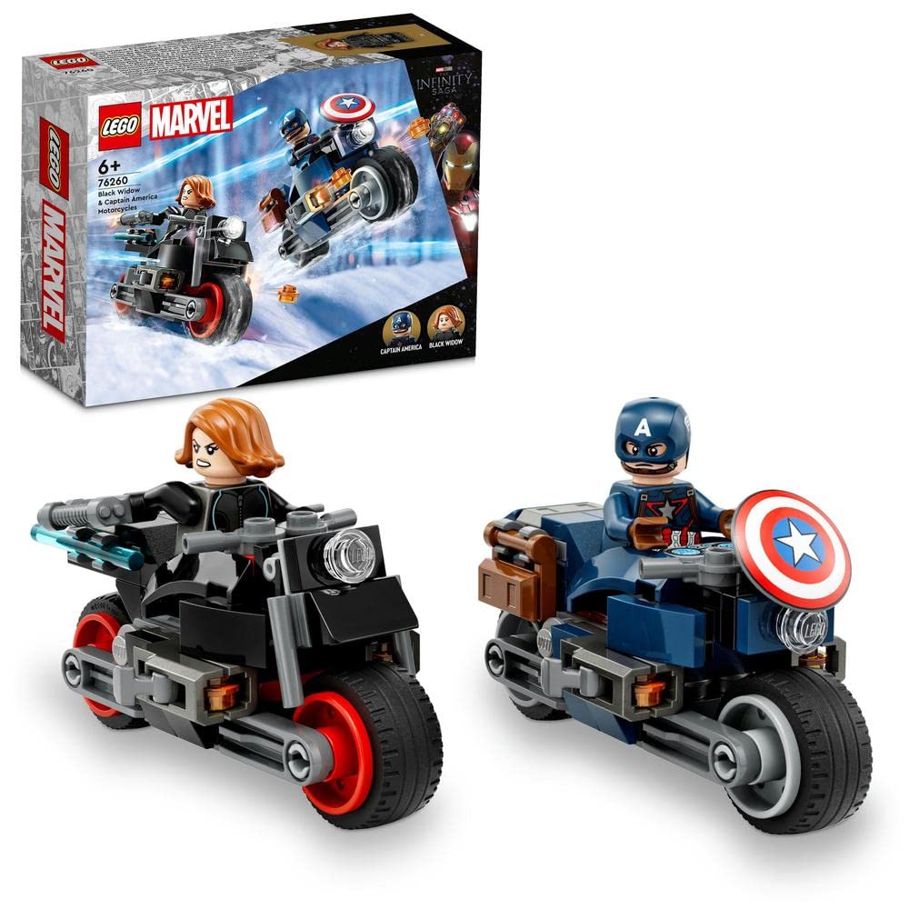 LEGO Super Heroes Marvel Black Widow and Captain America Touring 76260 Toy Blocks, Present, American Comics, Superhero, Boys, 6 Years Old and Up