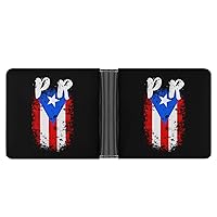 Puerto Rico PR Flag Money Clip Wallet Card Holder With Cash Bill Pocket and 8 Credit Card Pockets, Black, One Size