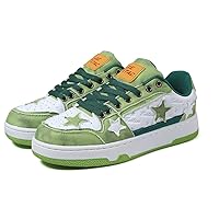 Sporty Sneakers for Women Star Pattern Lace-up Front Skate Shoes