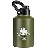 PARACITY Half Gallon Water Bottle, 64 oz Water Jug With Handle, Half Gallon Water Bottle Keeps Hot and Cold, insulated water bottle for Sports, Office, Trip or Camping (green)