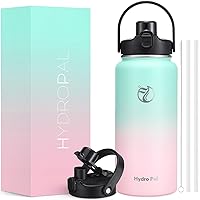 Half Gallon Insulated Water Bottle with 2-in-1 Lid (Chug Lid/Straw Lid), 64oz Double Walled Vacuum Stainless Steel Water Bottles, Water Jug with Straw, Wide Mouth Insulated Thermos
