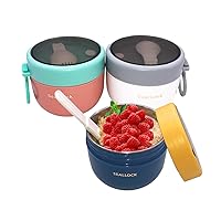 Overnight Oat Containers with Lids and Reusable Plastic Spoons,17oz Portable Stainless Steel Yogurt Breakfast On The Go Cups, Cups for Cereal,Milk and fruit Salad Storage Container 3pcs (3)