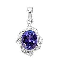 Multi Choice Oval Shape Gemstone Vintage Style 925 Sterling Silver Solitaire Pendant Jewelry