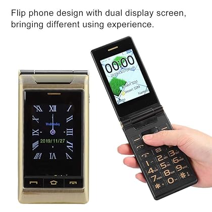 Flip Unlocked Phone, Dual Screen Mobile Phone Built-in 5900mAh Battery with Dual Card Slots, Big Button, Large Volume, Fast Dialing for Elderly and Kids