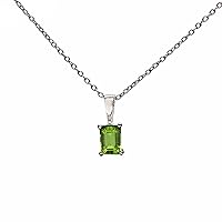 Natural Green Peridot Gemstone Pendant With Chain, Pendant Necklace For Girls 925 Sterling Silver Jewelry For Her Flower Design Pendant For Women's Prong Set Pendant