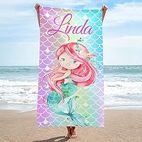 Personalized Mermaid Beach Towels with Name for Girl -Custom Colors Mermaid Fish Scales Beach Towel - Customized Summer Beach Towel - Beach Towel Used as Birthday Gifts 30”×60” (Unicorn 01)