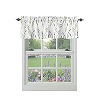 Valance Curtain Lavender Flower Kitchen Curtain for Window Purple Floral Leaves Window Treatment Topper Curtain for Kitchen Bathroom Dining Room 42x18in
