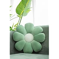Floor Throw Pillow, Flower Shaped, Luxurious Bedroom Sofa Seating Plush Cushion (Green,15.7'')