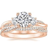 Petite Twisted Vine Moissanite Diamond Ring Set, 1 CT Round Moissanite Engagement Ring Set, Wedding Ring Set, Bridal Ring, Best Rings for Women