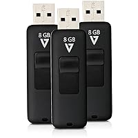 V78GB USB 2.0 Flash Drive 3 Pack Combo - with Retractable USB Connector, Black