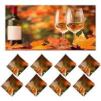 8 Pack Fluorescent Light Covers for Ceiling Lights Outdoor Autumn Wine Tasting Fall Leaves Magnetic Light Filters Diffuser Shade for Classroom Home Office School