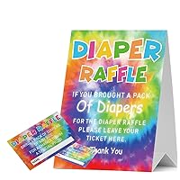 Colorful Tie Dye Baby Shower Diaper Raffle Tickets Baby Shower Invitation Set, Diaper Rash Set, Baby Shower Game, Unisex Boy or Girl,Pack of 1 Logo and 50 Cards - JRM294