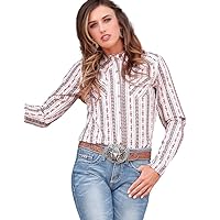 Western Shirt Womens L/S Wallpaper S Cream Pink CTW7226016
