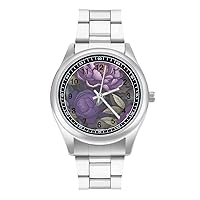 Purple Peony Floral Watch Fashion Simple Wrist Watch Analog Quartz Unisex Watch for Father