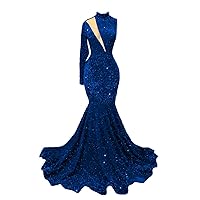 Engerla Sequined Mermaid Evening Dress One Sleeve Prom Pageant Celebrity Gowns Women's Formal Party Dress
