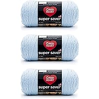 Red Heart Super Saver Light Blue Yarn - 3 Pack of 198g/7oz - Acrylic - 4 Medium (Worsted) - 364 Yards - Knitting/Crochet