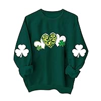 St. Patrick's Day Sweatshirt Womens Funny Shamrock Printed Clover Long Sleeve Casual Irish Letter Printed Graphic Pullover
