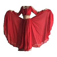 Wuchieal Women's Belly Dance Skirt Tribal Chiffon Full Skirt