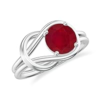 Natural Ruby Infinity Knot Ring for Women Girls in Sterling Silver / 14K Solid Gold/Platinum