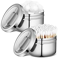 2 Pcs Stainless Steel Ointment Jars with Strap Handle Cover 7.5 oz Capacity Gauze Holder Stainless Steel Canisters with Lids for Medical Liquid Cotton Ball Dressing Hospital Home, 2 x 3 Inch