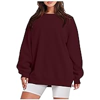 XHRBSI Womens Oversized Sweatshirt Crewneck Loose fit Long Sleeve Fleece Pullover 2023 Fall Casual Clothes Hoodie Top