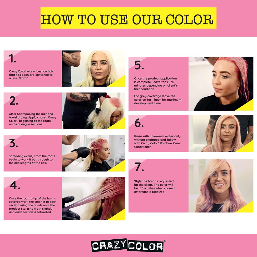 Crazy Color Hair Dye - Vegan and Cruelty-Free Semi Permanent Hair Color - Temporary Dye for Pre-lightened or Blonde Hair - No Peroxide or Developer Required (PEPPERMINT)