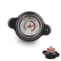 Pack-1 High-pressure Radiator Cap with Thermometer, 1.8 Bar Vehicle Water Tank Cover, Aluminum Fuel Tank Cap, Universal Automobile Accessories, for Most Cars, Trucks and Vans (Black)