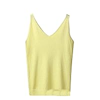 Womens V Neck Sleeveless Knit Shirts Slim Fitted Crop Tank Top Soft Camisole Tops Solid Color Basic Tee for Party Club