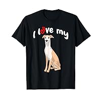I Love My Fawn & White Whippet Dog T-Shirt