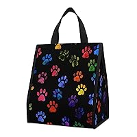Colorful Paw Prints Lunch Bag Insulated Lunch Tote Bag Reusable Lunch Box Container Cooler Lunch Box Bag for Women Men