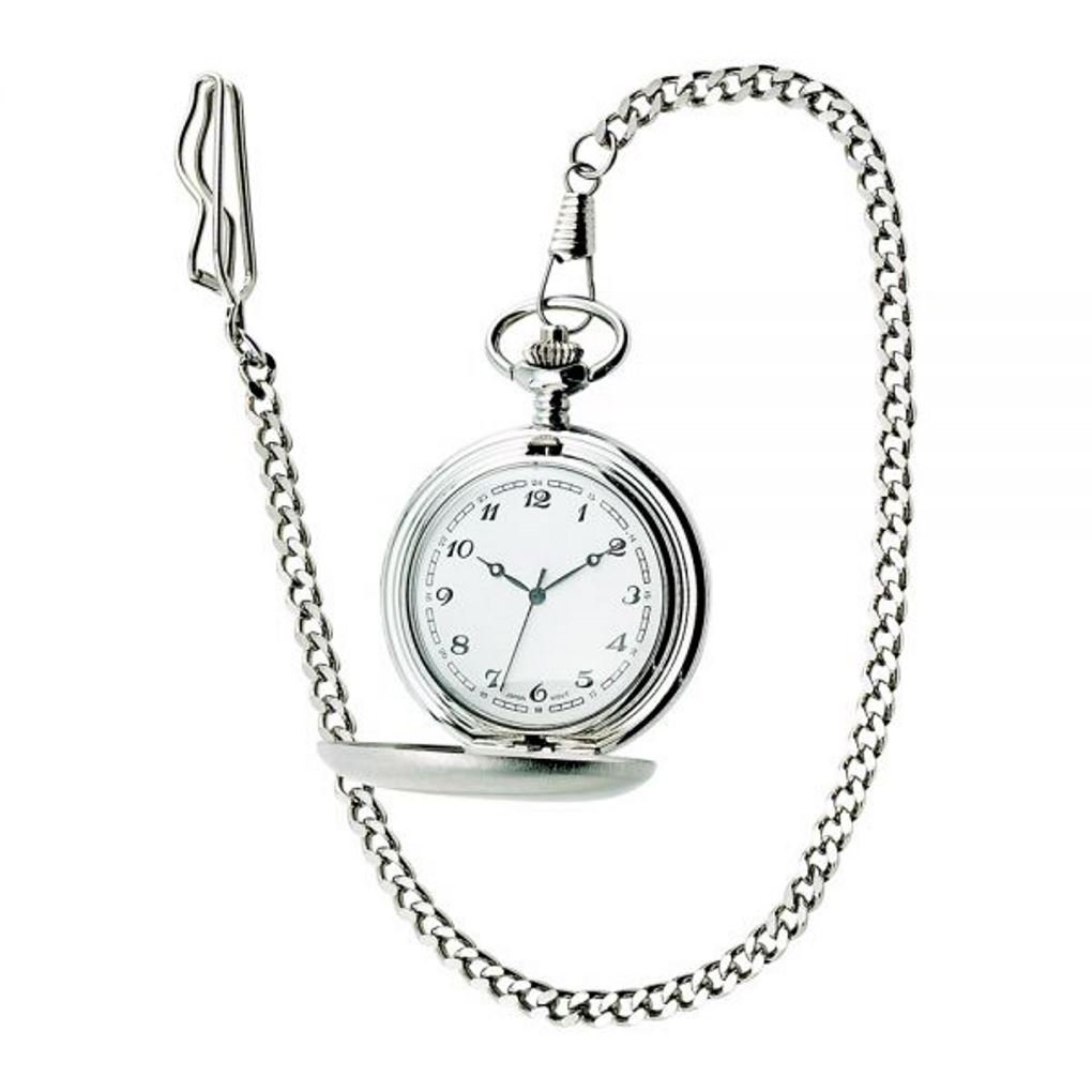 Creative Gifts International Stainless Steel Pocket Watch and Chain, 12-Inch Chain, Gift Box Included