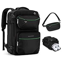 Maelstrom Travel Backpack for Men Women, 35L Carry-on Backpack for Traveling on Airplane,with Fashion Belt Bag,Waterproof Casual Daypack fit 17”Laptop-Classic Black, Large