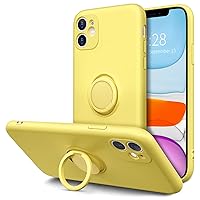 Hython Case for iPhone 11 Case with Ring Stand [360° Rotatable Ring Holder Magnetic Kickstand] [Support Car Mount] Slim Shockproof Soft Rubber Protective Phone Case Cover for Women, Yellow