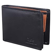 MORUCHA Black Tan Wallet For Mens | Genuine Soft Nappa Leather RFID BLOCKING | Multi Card Capacity Stylish Wallet Purse | Designed For Up To 7 Cards, 3 ID, Coins And Cash | Gift Boxed | M-60
