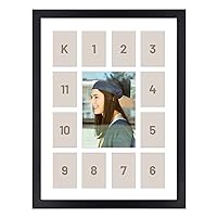 Golden State Art, 12x16 Black Wood Frame - 13 Opening White Mat - Collage Frame - Real Glass, Great for Children's Photos, Displaying Collection Cards, Landscape, Portrait, Makes a Good Gift