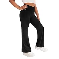 COZYEASE Girls' Crossover Elastic High Waist Flare Leg Bell Bottom Pants Casual Stretch Pant Trendy Workout Trousers