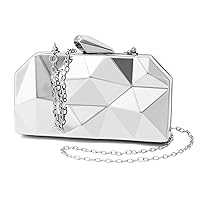 Women Lattice Pattern Metal Evening Clutch Bag,Geometric Evening Clutch Purse Handbag With Chain Strap