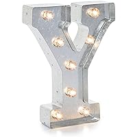 Darice Silver Metal Marquee Letter – Y-9.87” Tall, Galvanized Finish
