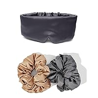 Blackout Satin Sleep Mask & Satin Hair Scrunchies with Discount