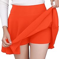 Pleated Running Skirt Solid High Waist Flowy A Line Trendy Skort Athletic Skirt with Shorts High Waisted Tennis Skirt