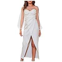 Wedding Guest Dresses for Women Fall Women's Fashion Solid Colour Lace Sexy Bustier Maxi Dress