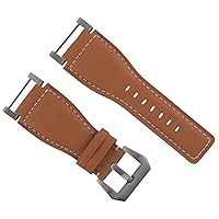 24MM COMPATIBLE WITH SUUNTO CORE REPLACEMENT SMOOTH LEATHER WATCH BAND STRAP + STAINLESS ADAPTER