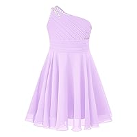 CHICTRY Kids Flower Girls Ruched One Shoulder Bridesmaid Dress Wedding Dance Party A Line Chiffon Dresses