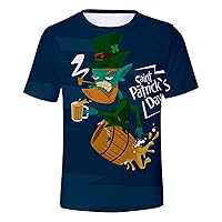 Mens St Patricks Day Costume Novelty Lucky Clover Print T Shirt Funny Graphic Tees Casual Irish Green Shirts Tops