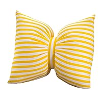 Aowufan Striped Cotton Bow Tie Pillow Plush Sofa Cushion Home Office Car Headrest Neck Pillow Waist Pillow Washable (Yellow, 17.71