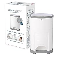 Diaper Dekor Classic Hands-Free Diaper Pail | White | Easiest to Use | Just Step – Drop – Done | Doesn’t Absorb Odors | 20 Second Bag Change | Most Economical Refill System