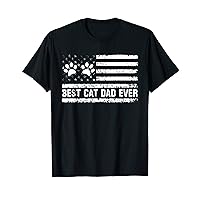 Vintage Best Cat Dad Ever Usa Flag Cat Lovers Fathers Day T-Shirt