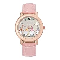 Christmas Winter Gnomes Casual Watches for Women Classic Leather Strap Quartz Wrist Watch Ladies Gift