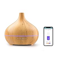 Smart WiFi Wireless Essential Oil Aromatherapy Ultrasonic Diffuser & Cool Mist Humidifier with Apple HomeKit & Alexa: Voice & APP Control, Schedule, Timer, RGB Light,Yellow Wood Grain